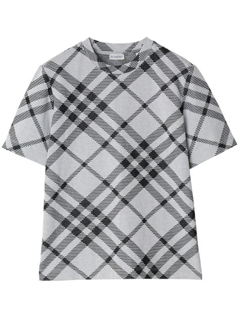 burberry lohit check cuff stretch cotton tee|Check Stretch Cotton Blend T.